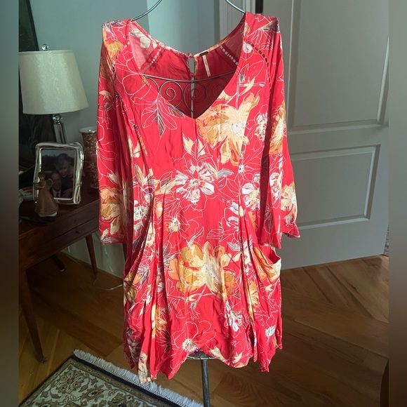Free People Eyes on You Trapeze Mini Dress Floral Print | Orange Floral Dress - Picture 7 of 11